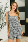 Certified Cutie Shoulder Tie Blouse in Black