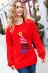 All I Want Red Christmas Tree Lurex Embroidery Sweater