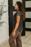 Cloud Nine to Five Button Down Blouse in Ash Black