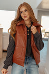 Persistence Pays Off Faux Leather Puffer Vest