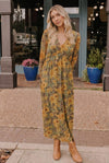 Golden Blooms Floral Maxi Dress