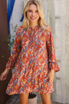 Summer Vibes Cinnamin Floral Ruffle Sleeve Ribbon Tie Swing Dress