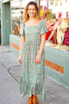 Perfectly You Green Ditzy Floral Fit & Flare Maxi Dress