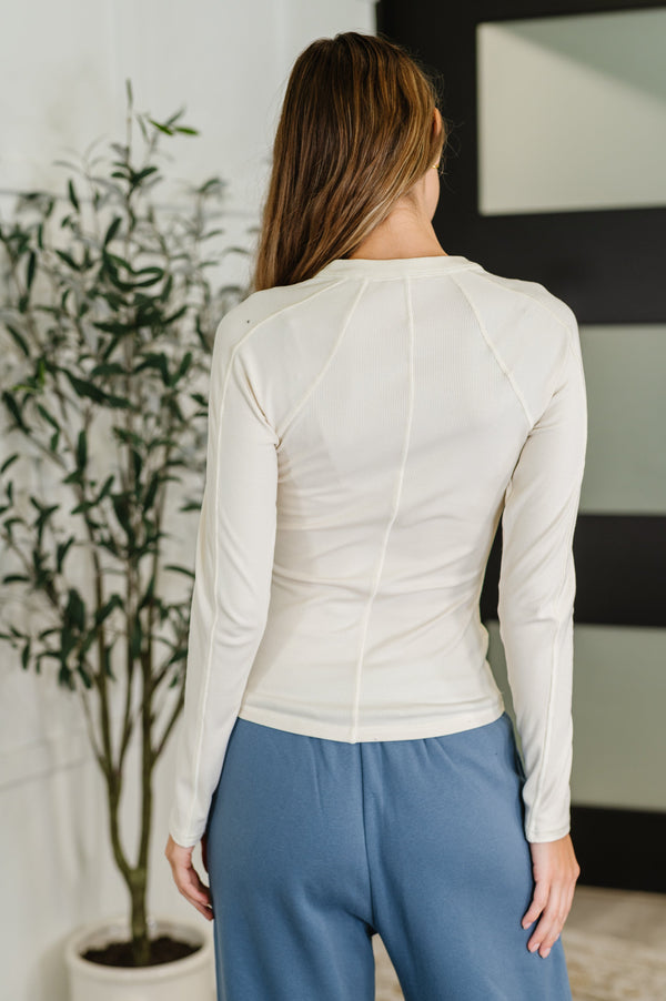 Effortless Edge Knit Henley Top in Natural
