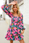 Beautiful You Floral Smocked Square Neck Ruffle Frill Dress