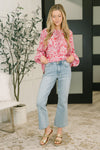 Garden Kiss V-Neck Puff Sleeve Blouse
