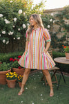 Sunshine Stripes Button Down Mini Dress