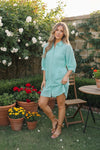 Mint Eyelet Button Front Shirt Dress