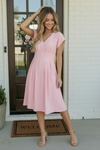 Pretty in Pink Flutter Sleeve Midi Dress