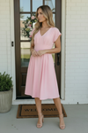 Pretty in Pink Flutter Sleeve Midi Dress