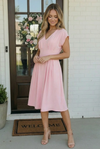 Pretty in Pink Flutter Sleeve Midi Dress
