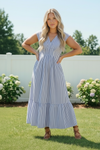 Sunny Days Striped Midi Dress in Blue