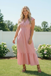 Sweet Stripe Tiered Maxi Dress in Red