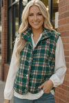 Put Together Evergreen Plaid Quilted Puffer Vest