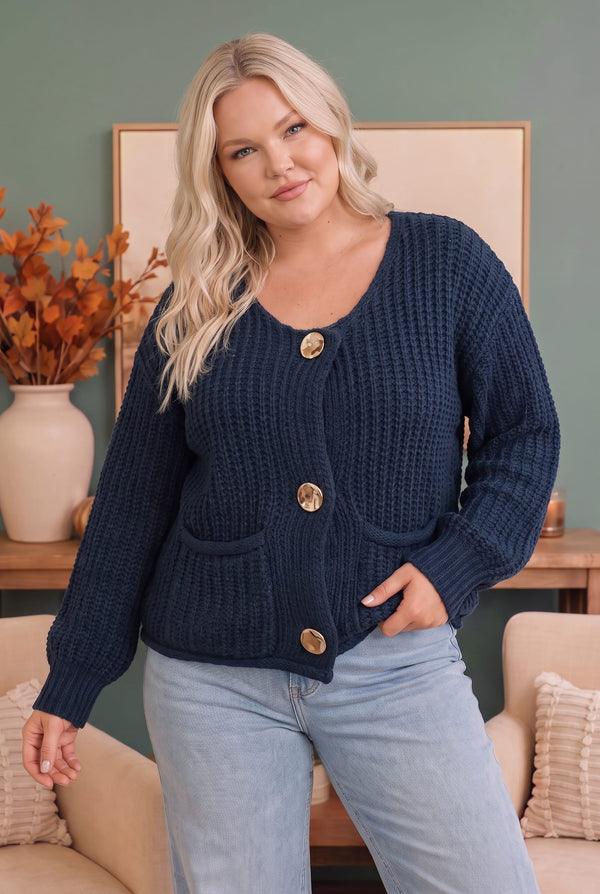 Cozy Afternoons Navy Cardigan