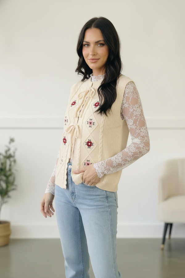 Sweetheart Stitch Embroidered Vest