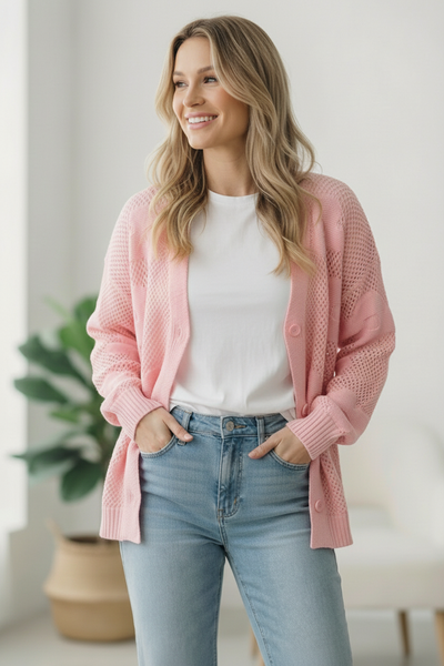 The Pink Daydream Netted Cardigan