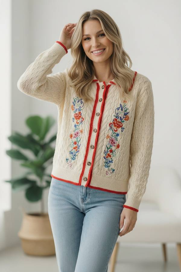 Vintage Blooms Embroidered Cardigan
