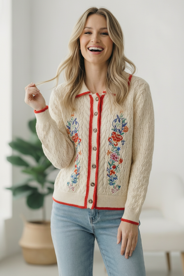 Vintage Blooms Embroidered Cardigan
