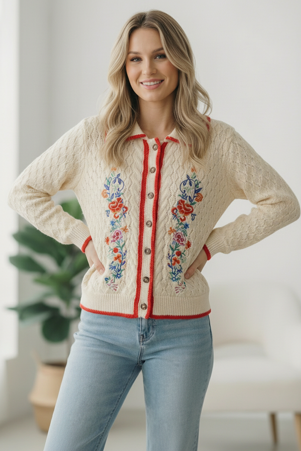 Vintage Blooms Embroidered Cardigan