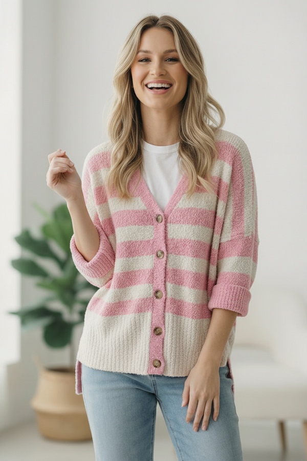 Hometown Heart Striped Cardigan