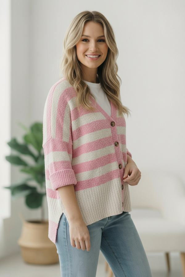 Hometown Heart Striped Cardigan