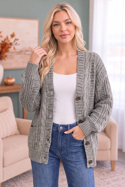 Beach Bonfire Button Down Cardigan in Olive