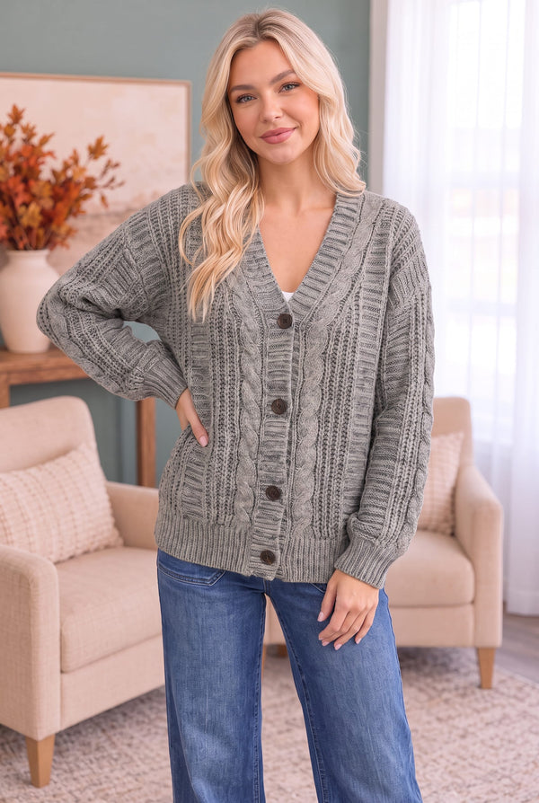 Beach Bonfire Button Down Cardigan in Olive