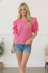 Flirty Flutter Sleeve Knit Top