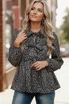 Midnight Petal Bowtie Blouse