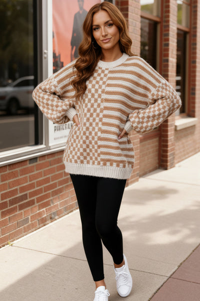 Cozy Crossroads Taupe Sweater