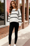 Snowfall Diamonds Black and White Sweater