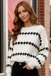 Snowfall Diamonds Black and White Sweater