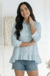 Pretty Please Blue Peplum Blouse