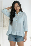 Pretty Please Blue Peplum Blouse