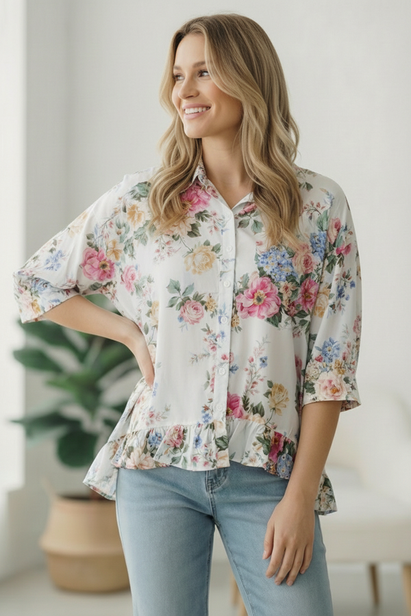 Home for the Weekend Floral Peplum Blouse