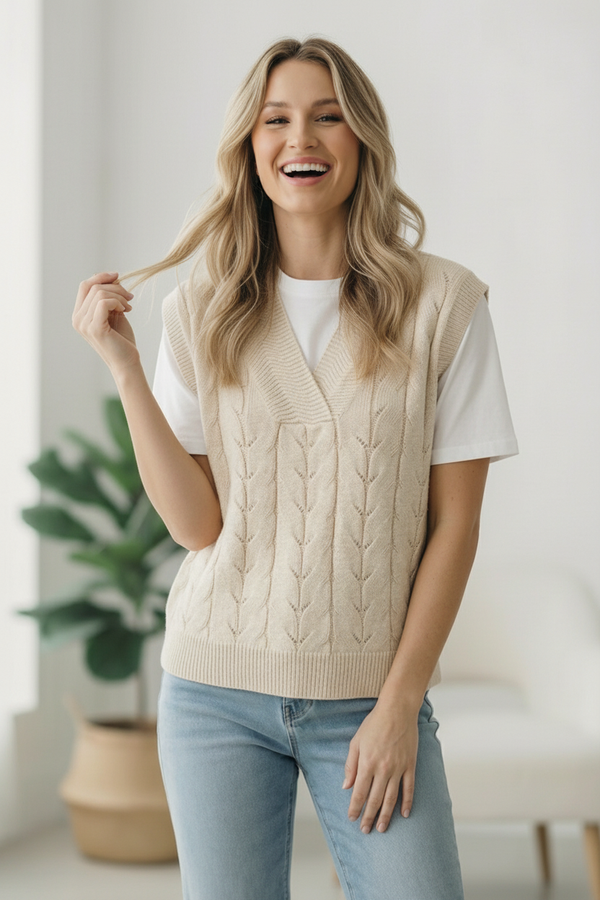 The Soft Breeze Cream Sweater Vest