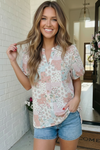 Patchwork Floral Puff Sleeve Top