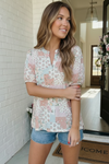 Patchwork Floral Puff Sleeve Top