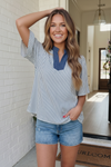 Breezy Stripe Flutter Sleeve Top