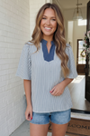 Breezy Stripe Flutter Sleeve Top