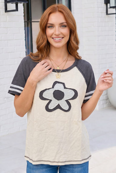 Retro Flower Power Baseball Tee