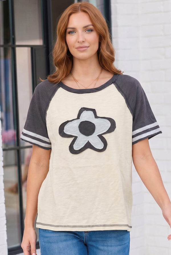 Retro Flower Power Baseball Tee