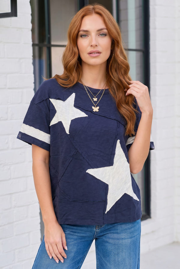 Star Power Navy Varsity Tee