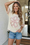 Floral Looped Cream Graphic Tee