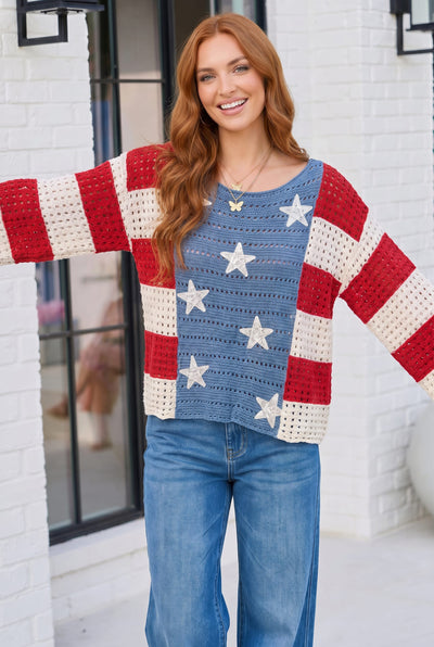 Stars and Stripes Crochet Sweater