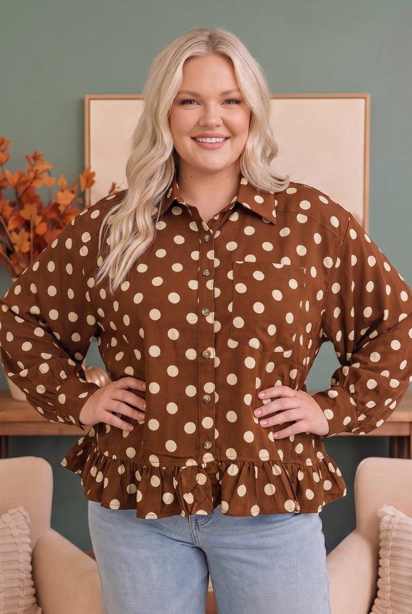 Spotted in Style Polka Dot Ruffle Blouse