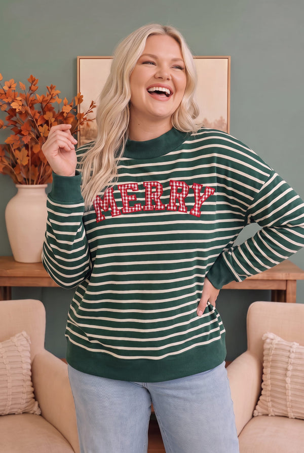 Merry and Bright Striped Sweatshirt