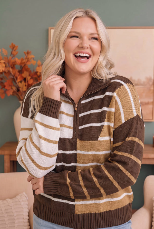 Prep School Chic Quarter Zip Sweater