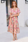 Paint and Sip Floral Tiered Midi Dress
